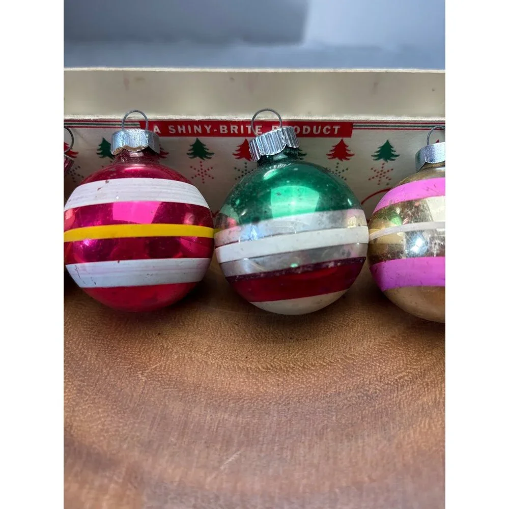 Shiny-Brite Glass Christmas Tree Ornaments Set Vintage - Picture 11 of 14